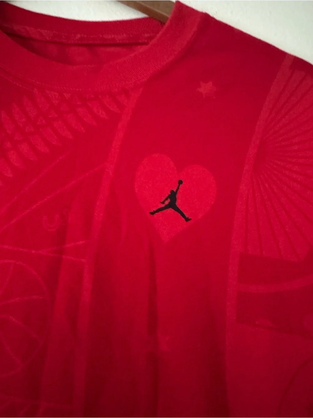 Jordan Red Short Sleeve Graphic Tee with Black Jumpman